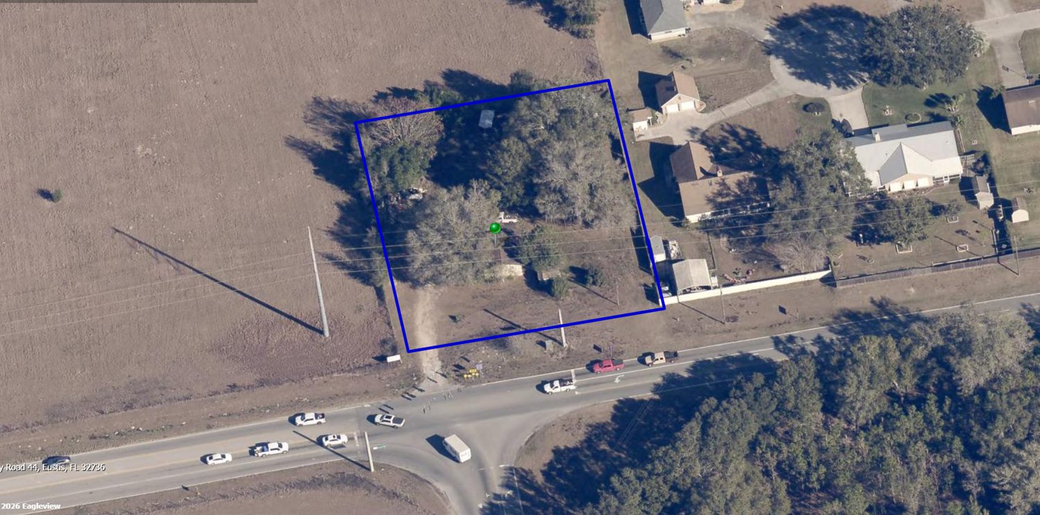 Aerial oblique of the parcel and intersection, January 2026