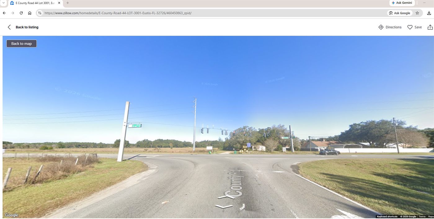 Intersection approach from the south on County Road 44A